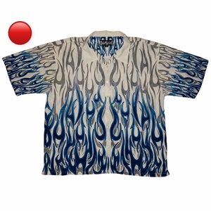 VTG Blue Flame Button Up Shirt